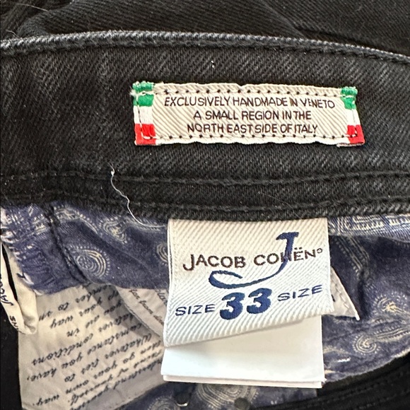 JACOB COHEN HANDMADE TAILORED BLACK JEANS WITH SCARF AND BAG - Picture 5 of 12